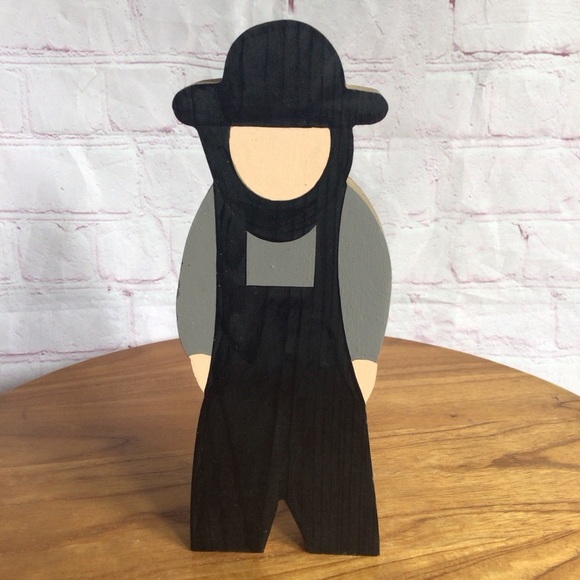 Vintage Wooden Amish Couple Figurine Pair - Picture 3 of 7